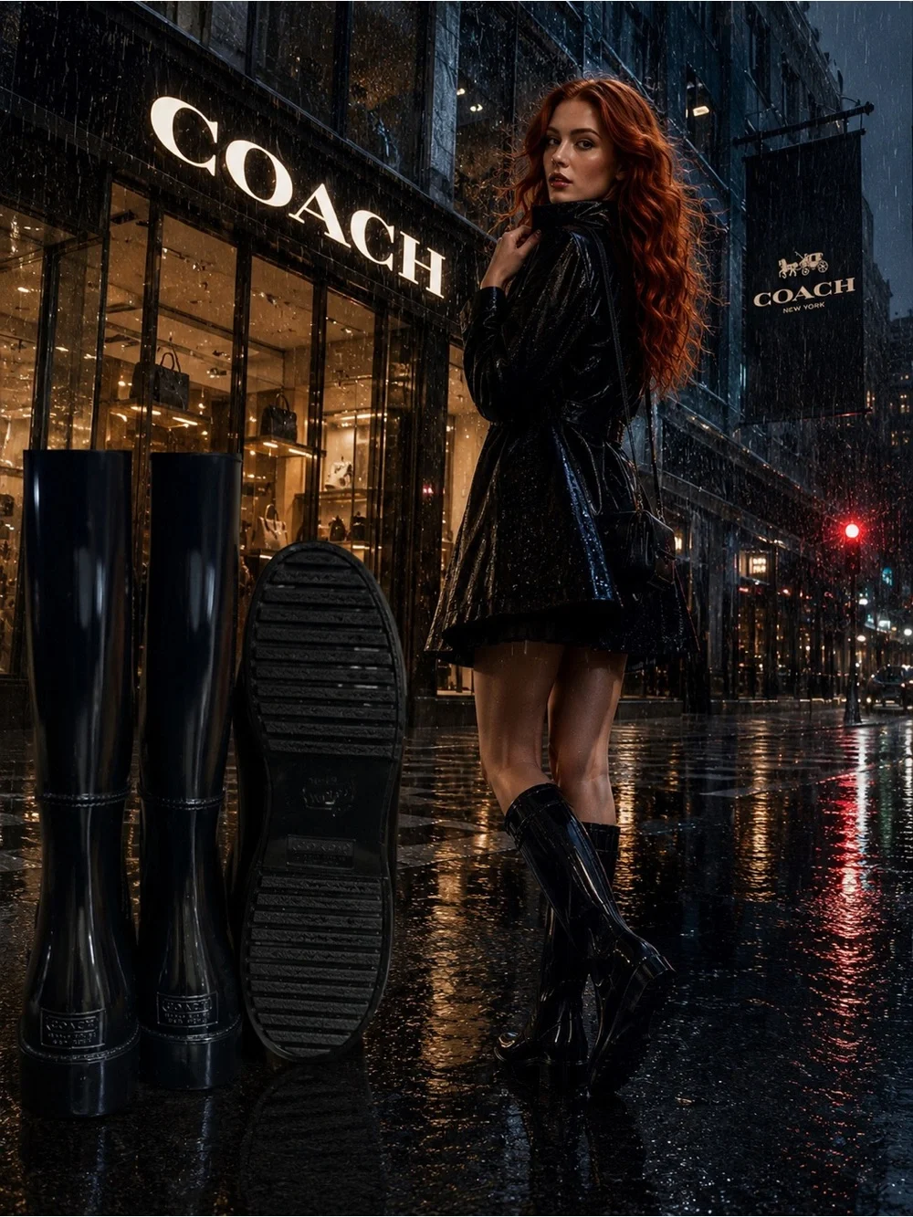 Coach Talia Knee High Rubber Rain Boots. Coach